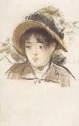 Edouard Manet Jeune fille en chapeau d'ete (mk40) oil painting on canvas